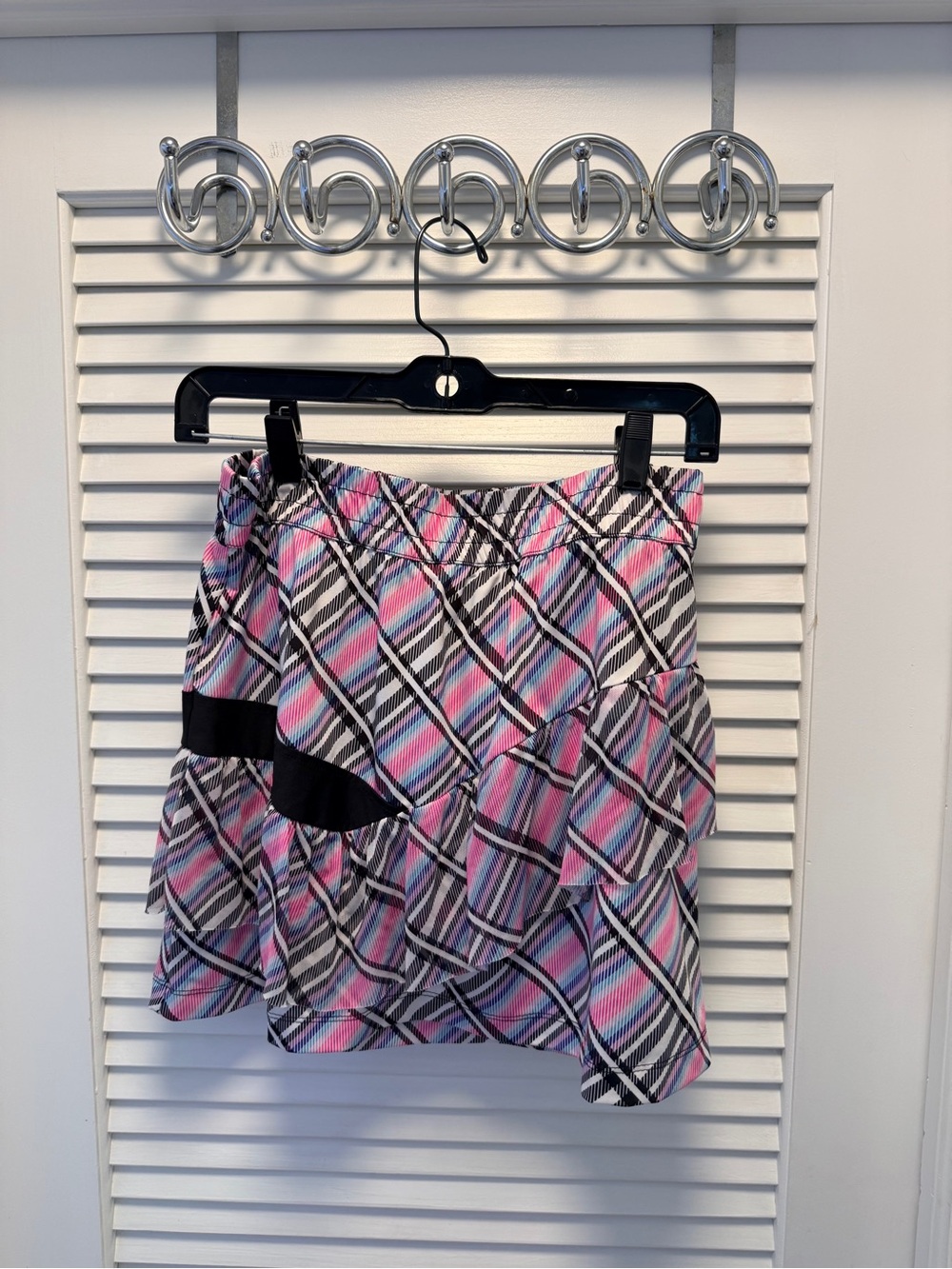 Lucky in Love Pink Plaid Ruffle Skater Skirt